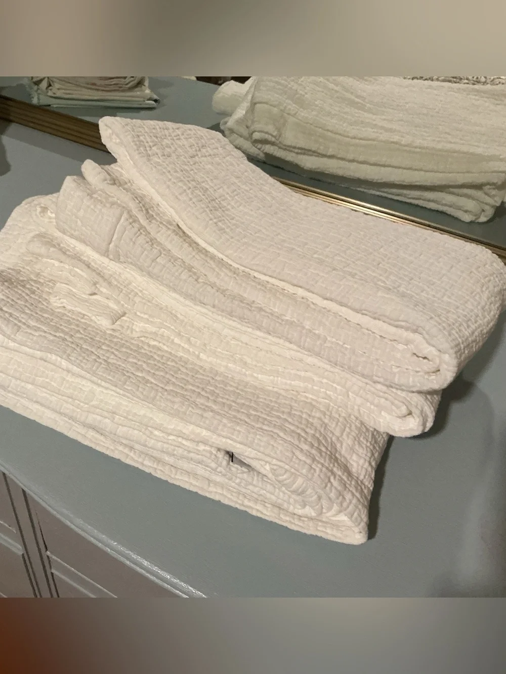 NWOT 2 Sets of Crisp White Textured Cotton Drapes